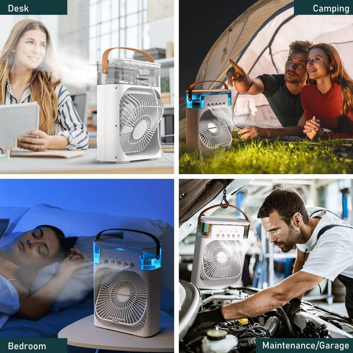 Multi-Function Portable Air Cooler: Fan, Mist, & LED Light in One